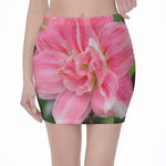 Pink Amaryllis Print Pencil Mini Skirt