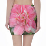 Pink Amaryllis Print Pencil Mini Skirt