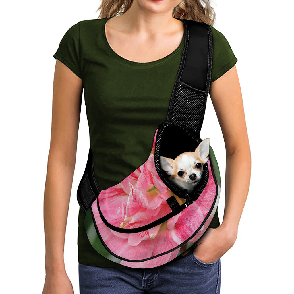 Pink Amaryllis Print Pet Sling Carrier