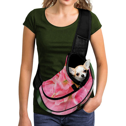 Pink Amaryllis Print Pet Sling Carrier