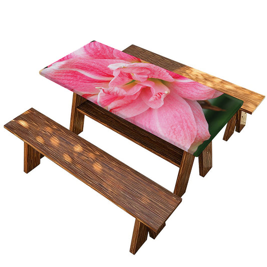 Pink Amaryllis Print Picnic Table Cover
