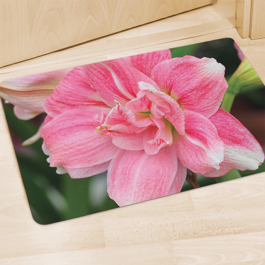 Pink Amaryllis Print Polyester Doormat
