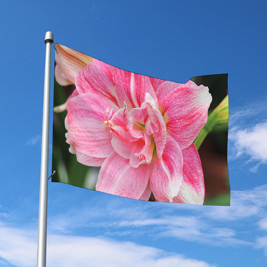 Pink Amaryllis Print Polyester Flag
