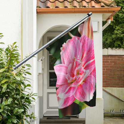 Pink Amaryllis Print Polyester Flag