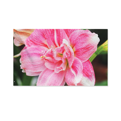 Pink Amaryllis Print Polyester Flag