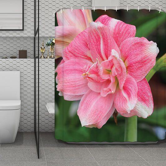 Pink Amaryllis Print Polyester Shower Curtain