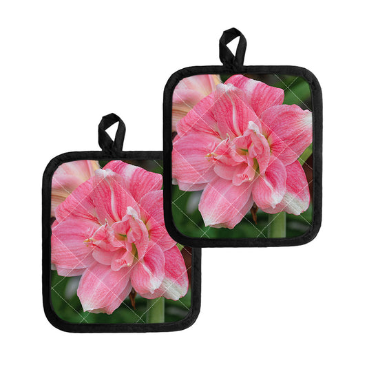 Pink Amaryllis Print Pot Holders