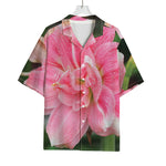 Pink Amaryllis Print Rayon Hawaiian Shirt