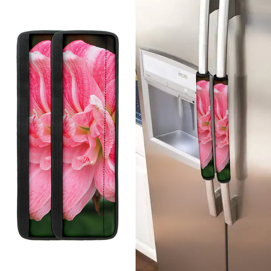 Pink Amaryllis Print Refrigerator Handle Covers