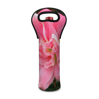 Pink Amaryllis Print Single Neoprene Wine Tote