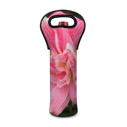 Pink Amaryllis Print Single Neoprene Wine Tote
