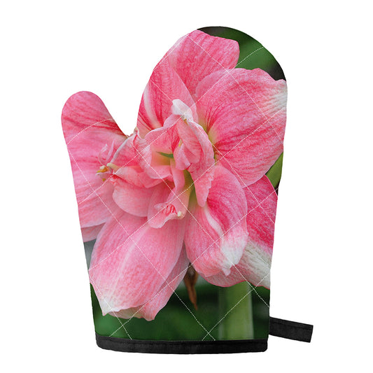 Pink Amaryllis Print Single Oven Mitt