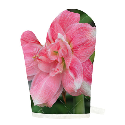Pink Amaryllis Print Single Oven Mitt