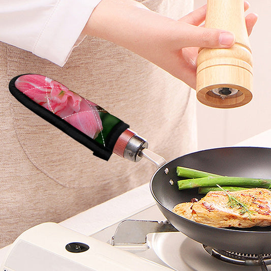 Pink Amaryllis Print Skillet Handle Cover