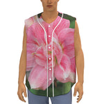 Pink Amaryllis Print Sleeveless Baseball Jersey