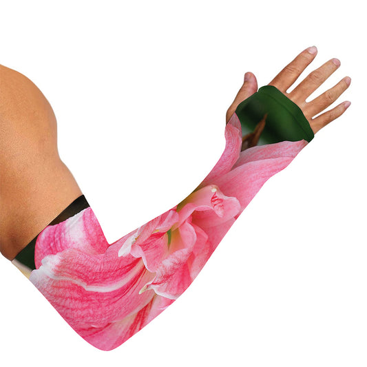 Pink Amaryllis Print Sun Protection Arm Sleeves