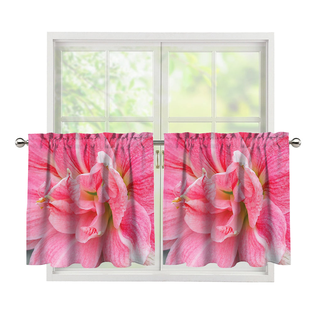 Pink Amaryllis Print Tier Curtains