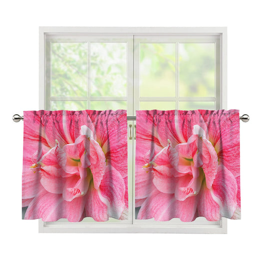 Pink Amaryllis Print Tier Curtains