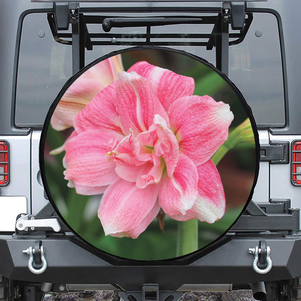 Pink Amaryllis Print Tire Cover