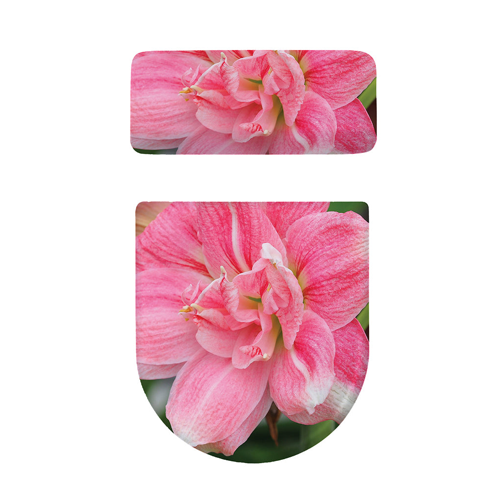 Pink Amaryllis Print Toilet Lid And Tank Cover Set
