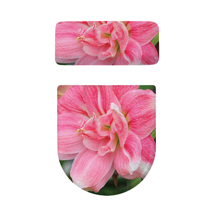 Pink Amaryllis Print Toilet Lid And Tank Cover Set