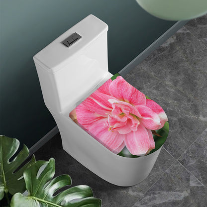Pink Amaryllis Print Toilet Lid Cover