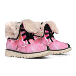 Pink Amaryllis Print Winter Boots