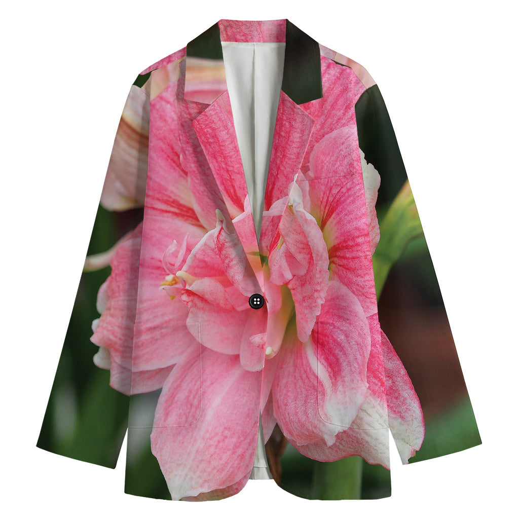 Pink Amaryllis Print Women's Blazer