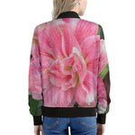 Pink Amaryllis Print Women's Bomber Jacket