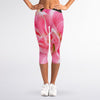 Pink Amaryllis Print Women's Capri Leggings