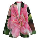 Pink Amaryllis Print Women's Cotton Blazer