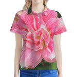 Pink Amaryllis Print Women's Polo Shirt