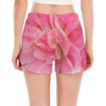 Pink Amaryllis Print Women's Split Running Shorts