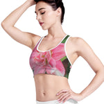 Pink Amaryllis Print Women's Sports Bra