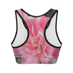 Pink Amaryllis Print Women's Sports Bra