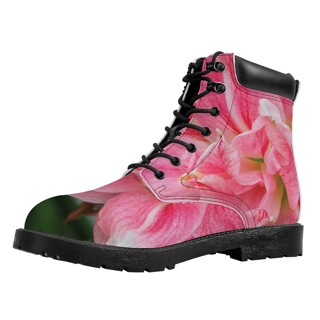 Pink Amaryllis Print Work Boots
