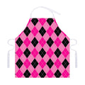 Pink And Black Argyle Pattern Print Adjustable Apron