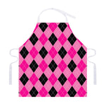 Pink And Black Argyle Pattern Print Adjustable Apron