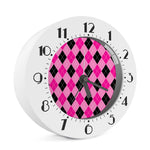 Pink And Black Argyle Pattern Print Alarm Clock