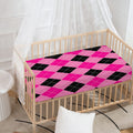 Pink And Black Argyle Pattern Print Baby Crib Sheet