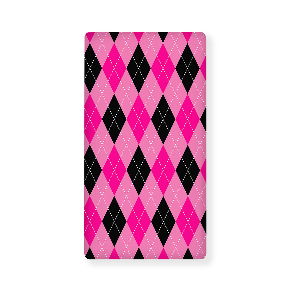 Pink And Black Argyle Pattern Print Baby Crib Sheet
