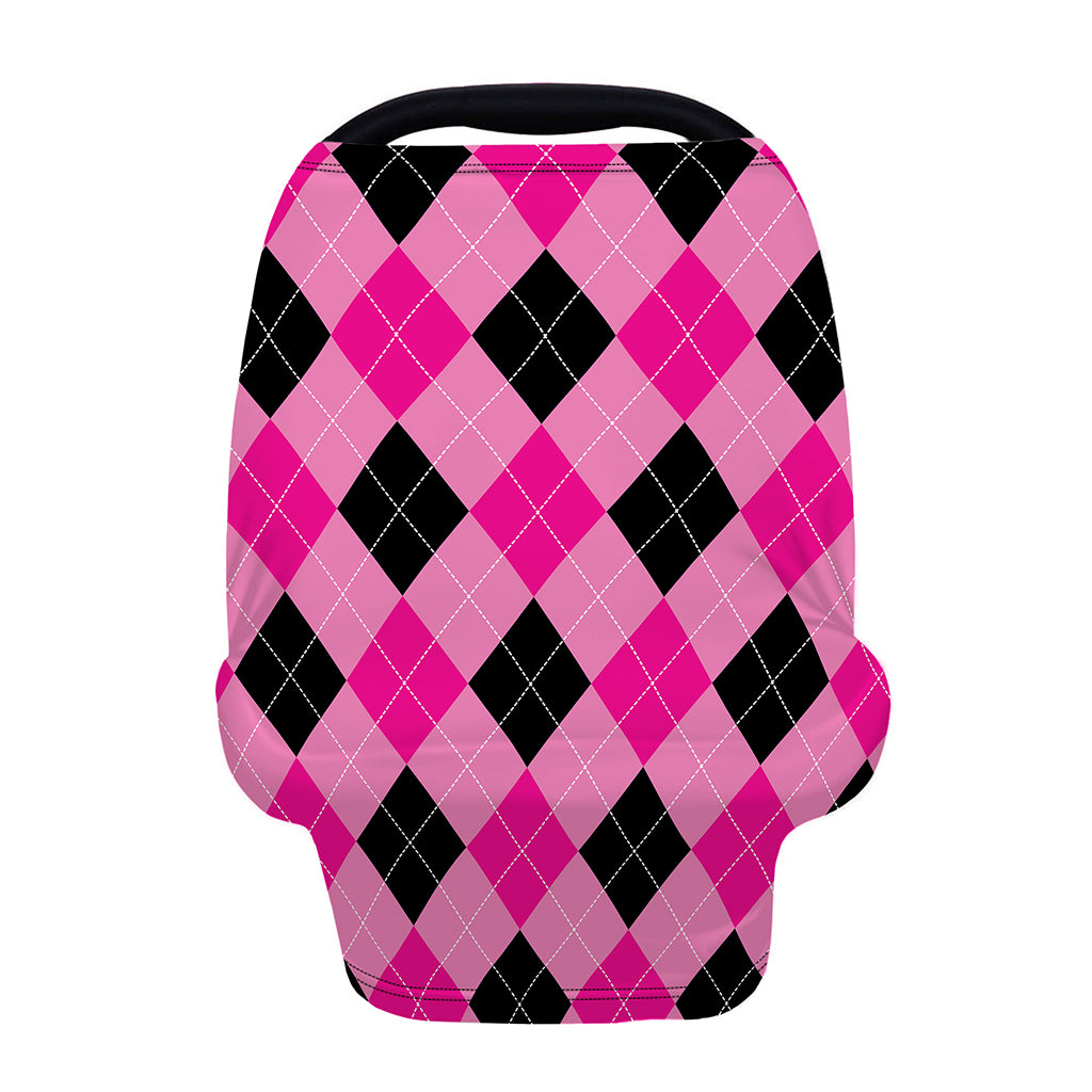 Pink And Black Argyle Pattern Print Baby Seat Cover