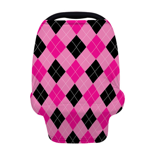 Pink And Black Argyle Pattern Print Baby Seat Cover