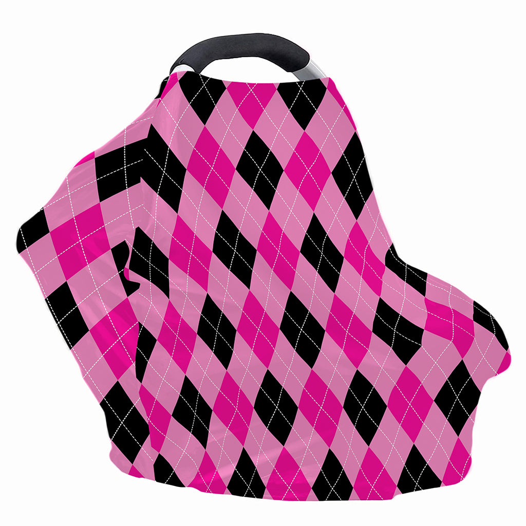 Pink And Black Argyle Pattern Print Baby Seat Cover