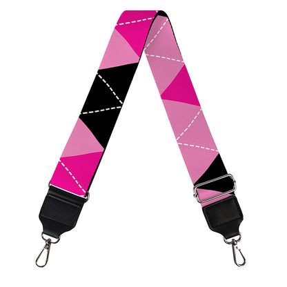 Pink And Black Argyle Pattern Print Bag Strap