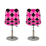 Pink And Black Argyle Pattern Print Bar Stool Covers