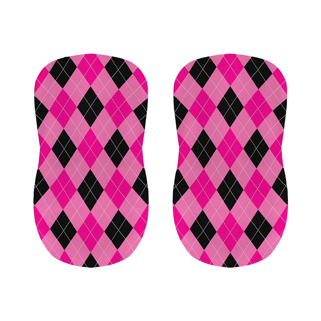 Pink And Black Argyle Pattern Print Bar Stool Covers
