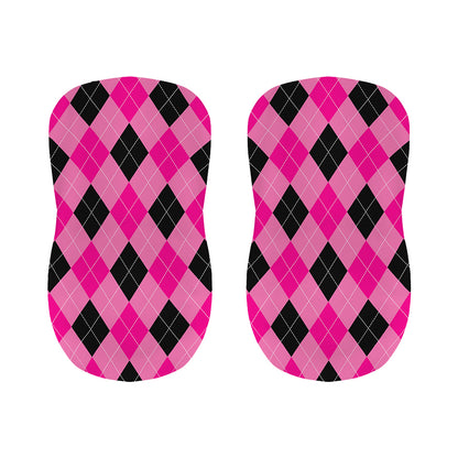 Pink And Black Argyle Pattern Print Bar Stool Covers