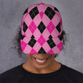 Pink And Black Argyle Pattern Print Baseball Cap