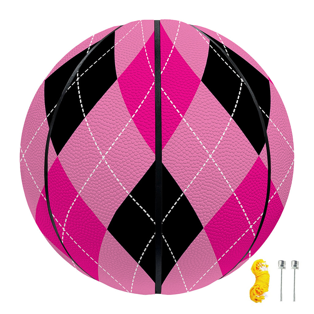 Pink And Black Argyle Pattern Print Basketball